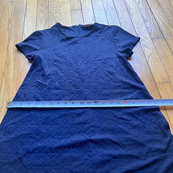 J.McLaughlin Size XS Blue Knot Print Jacquard Short Sleeve Swing Dress - Picture 8 of 13
